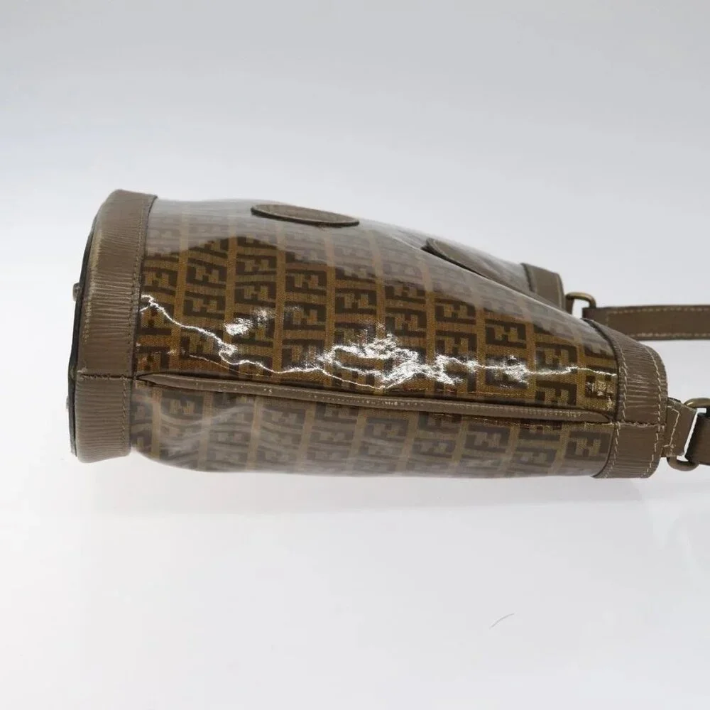 FENDI Zucchino Canvas Shoulder Bag Enamel Beige Gold Auth ep8215 - Picture 4 of 16